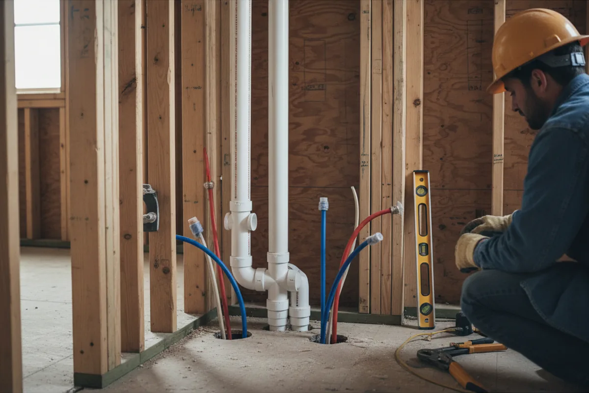 Drain and supply rough-in during Leak Detection in Lakeland